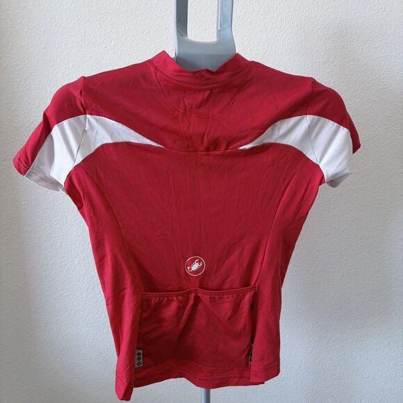 Castelli Cycling Jersey Womens Size Small Full Zip 2 Pocket Red and White Shirt - Picture 5 of 8